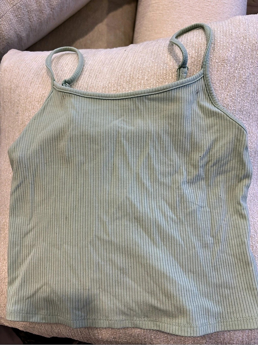 American Eagle Ribbed Square Neck Tank Top Green Small